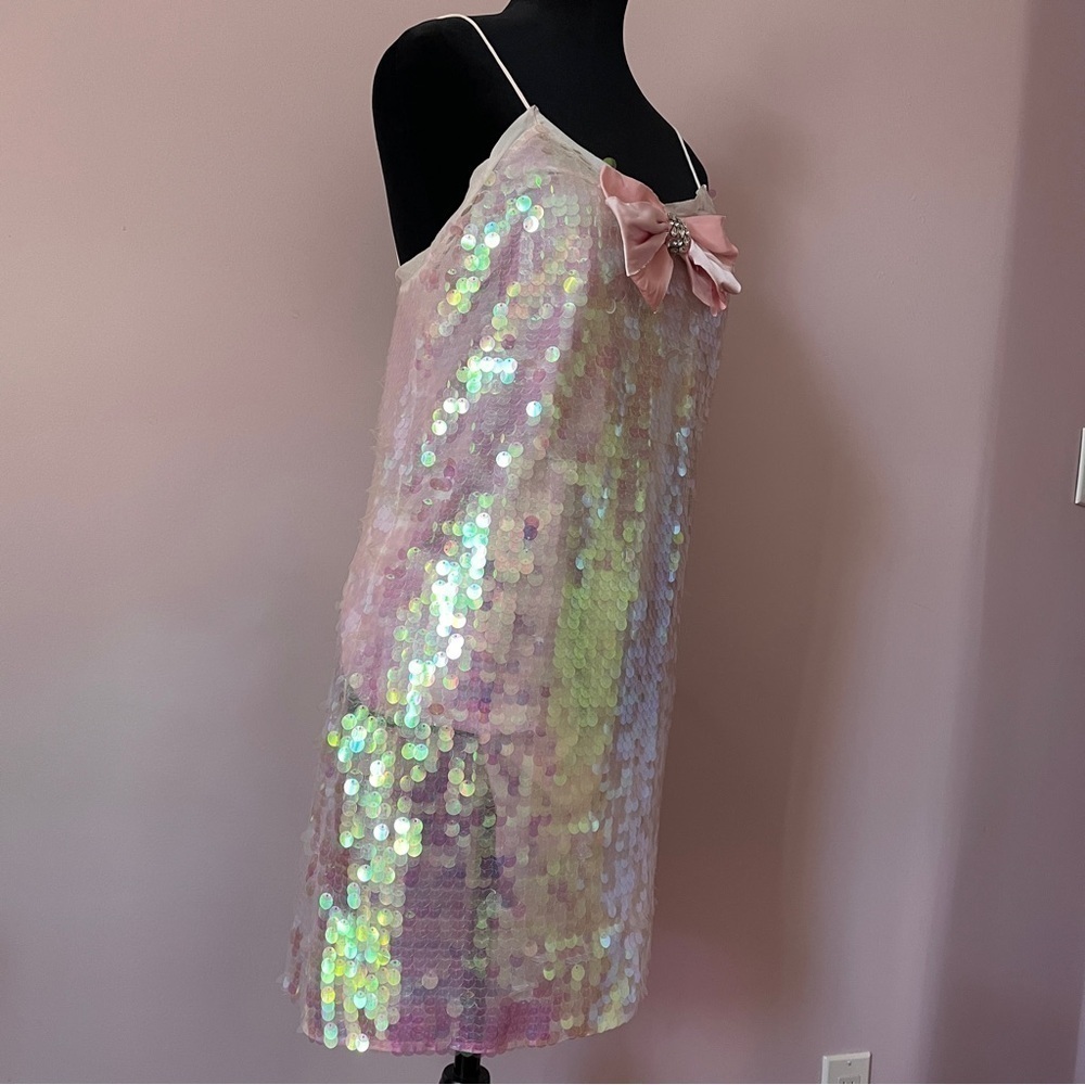 NEW! LoveShackFancy- Kumi Sequin Statement Dress Pink Iridescent Size Small - Picture 9 of 16